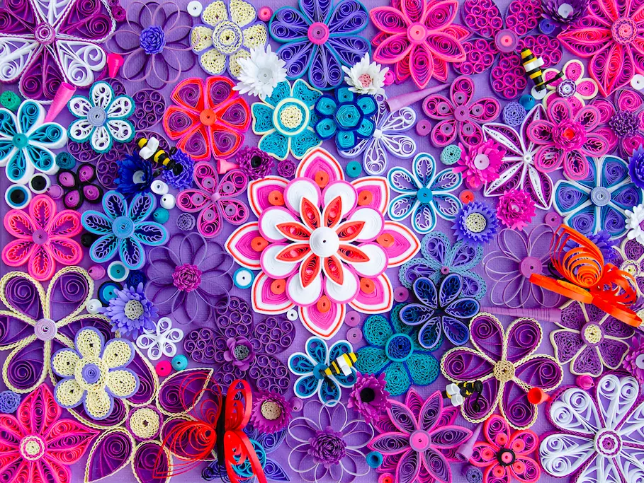 Endangered — pink and purple floral quilling